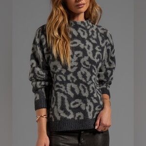 By Malene Birger Soft Jacquard Fensia Dark Grey Melange Alpaca Wool Pullover M